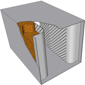 A rendering of the inside of a sound baffle